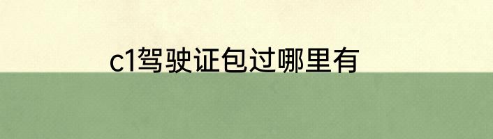 c1驾驶证包过哪里有