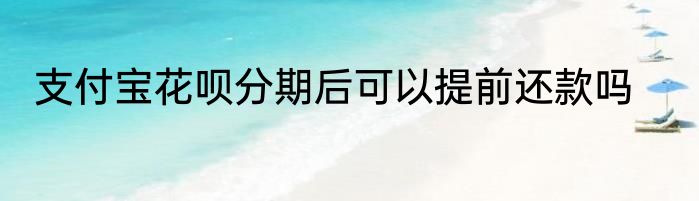 支付宝花呗分期后可以提前还款吗