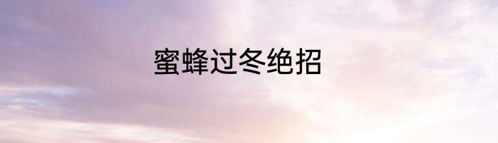 蜜蜂过冬绝招