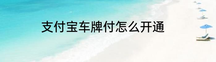 支付宝车牌付怎么开通