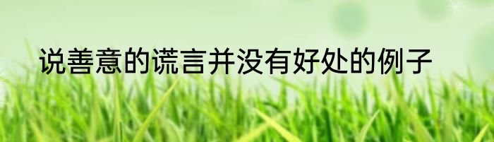 说善意的谎言并没有好处的例子