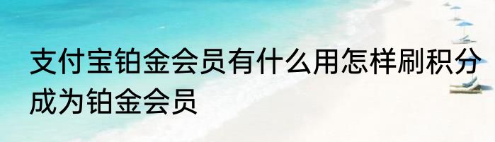 支付宝铂金会员有什么用怎样刷积分成为铂金会员
