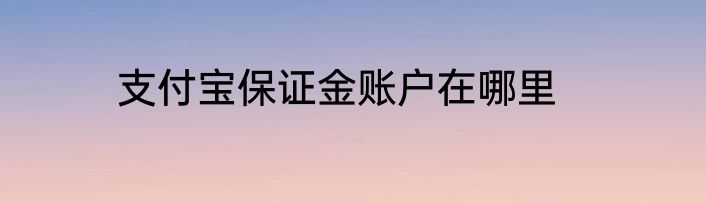 支付宝保证金账户在哪里