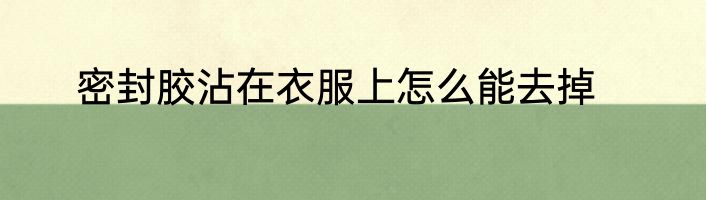 密封胶沾在衣服上怎么能去掉