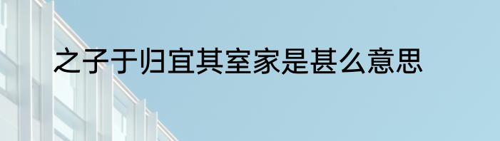 之子于归宜其室家是甚么意思