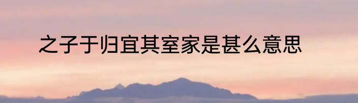 之子于归宜其室家是甚么意思