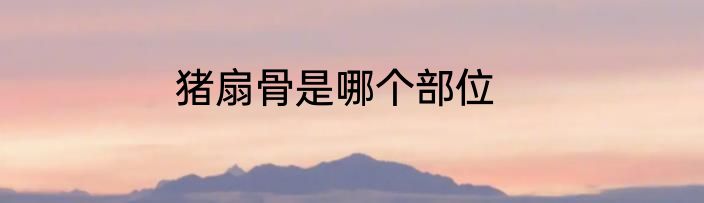 猪扇骨是哪个部位