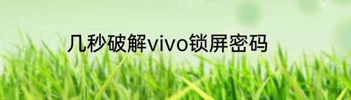 几秒破解vivo锁屏密码