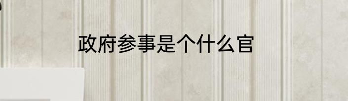 政府参事是个什么官