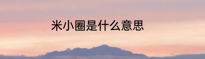 米小圈是什么意思