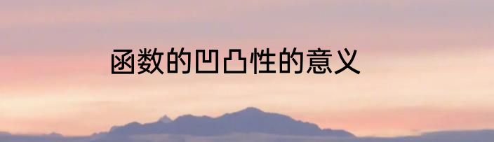 函数的凹凸性的意义