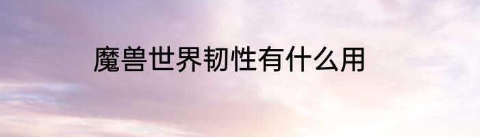 魔兽世界韧性有什么用