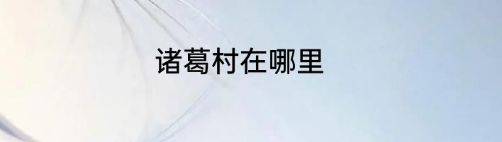 诸葛村在哪里