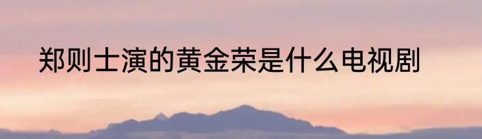 郑则士演的黄金荣是什么电视剧