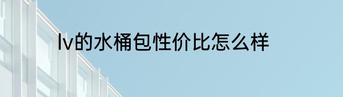lv的水桶包性价比怎么样