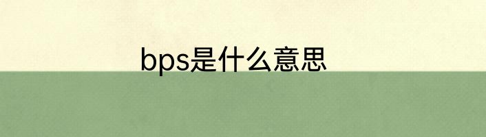 bps是什么意思