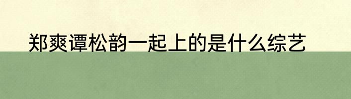 郑爽谭松韵一起上的是什么综艺