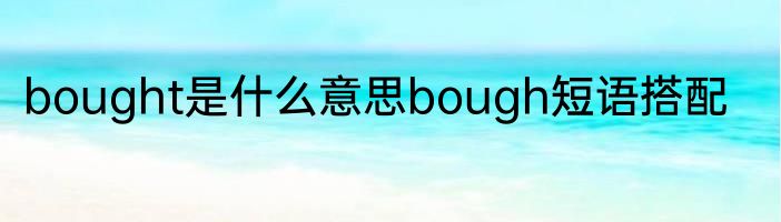 bought是什么意思bough短语搭配