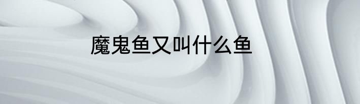 魔鬼鱼又叫什么鱼