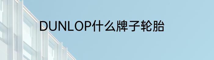 DUNLOP什么牌子轮胎