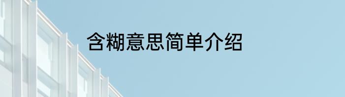 含糊意思简单介绍
