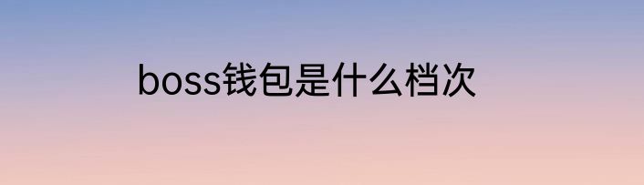 boss钱包是什么档次