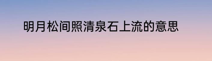 明月松间照清泉石上流的意思