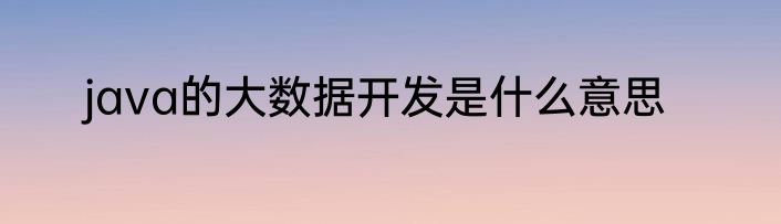 java的大数据开发是什么意思