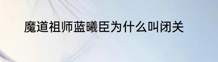 魔道祖师蓝曦臣为什么叫闭关