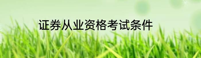 证券从业资格考试条件