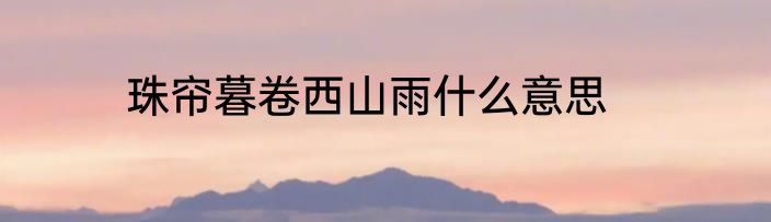 珠帘暮卷西山雨什么意思