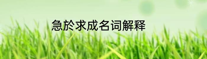急於求成名词解释