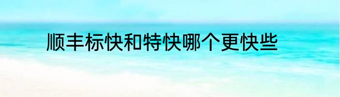 顺丰标快和特快哪个更快些