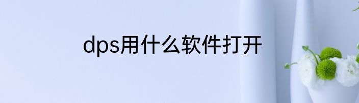 dps用什么软件打开