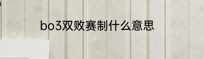 bo3双败赛制什么意思