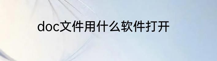 doc文件用什么软件打开