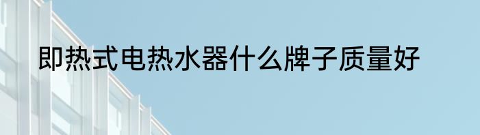 即热式电热水器什么牌子质量好