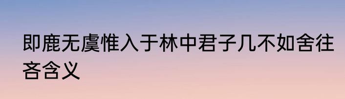即鹿无虞惟入于林中君子几不如舍往吝含义