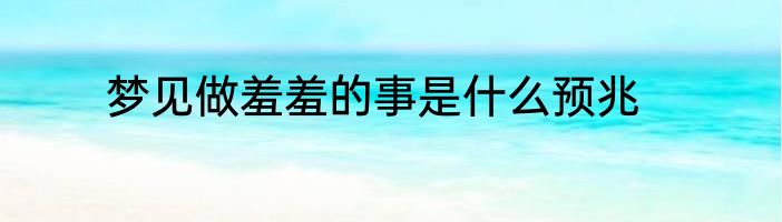 梦见做羞羞的事是什么预兆
