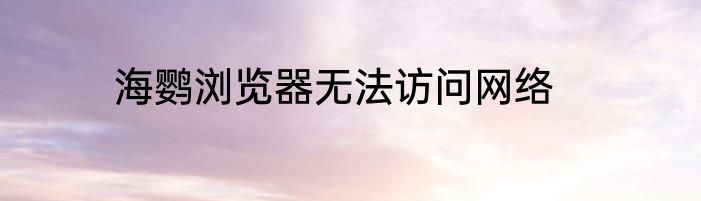 海鹦浏览器无法访问网络