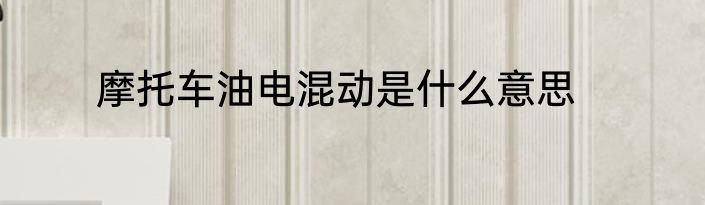 摩托车油电混动是什么意思