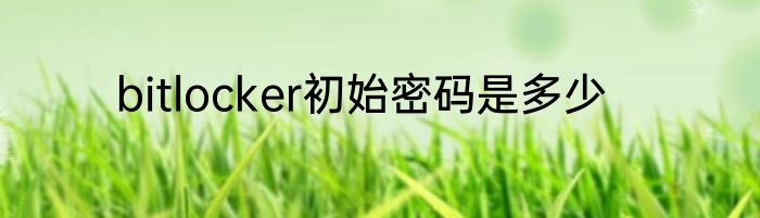 bitlocker初始密码是多少