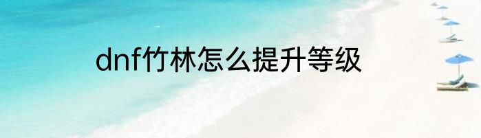 dnf竹林怎么提升等级