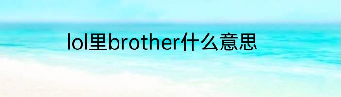 lol里brother什么意思