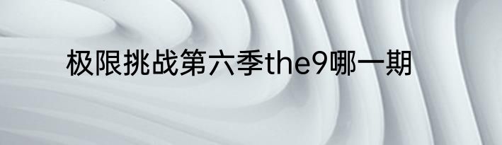 极限挑战第六季the9哪一期