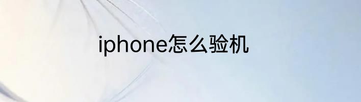 iphone怎么验机