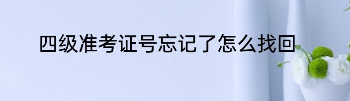 四级准考证号忘记了怎么找回