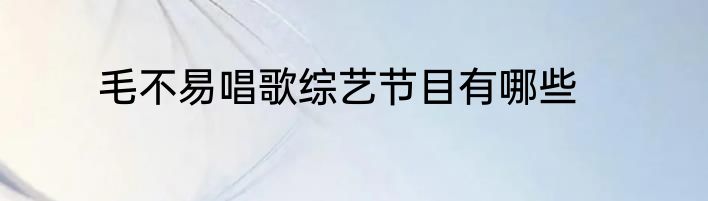 毛不易唱歌综艺节目有哪些