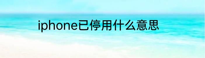 iphone已停用什么意思