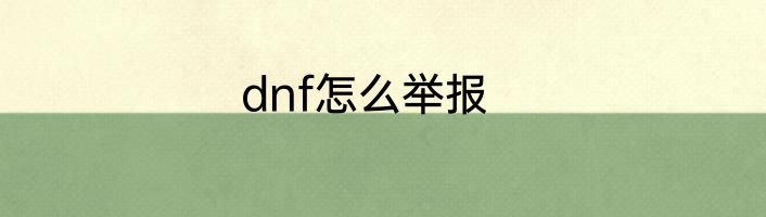 dnf怎么举报